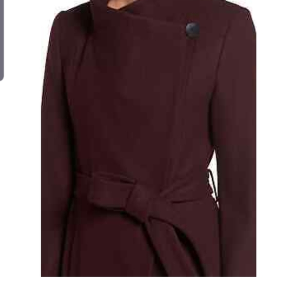 Kenneth Cole Asymmetrical Coat in beautiful Burgundy - Picture 8 of 12